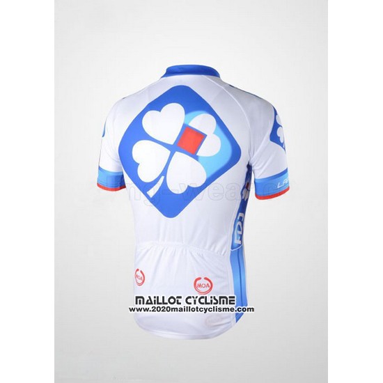 2010 Maillot Ciclismo FDJ Blanc et Bleu Clair Manches Courtes et Cuissard